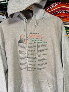Y2K anime Avatar The Last Airbender wisdom of uncle iroh grey hoodie